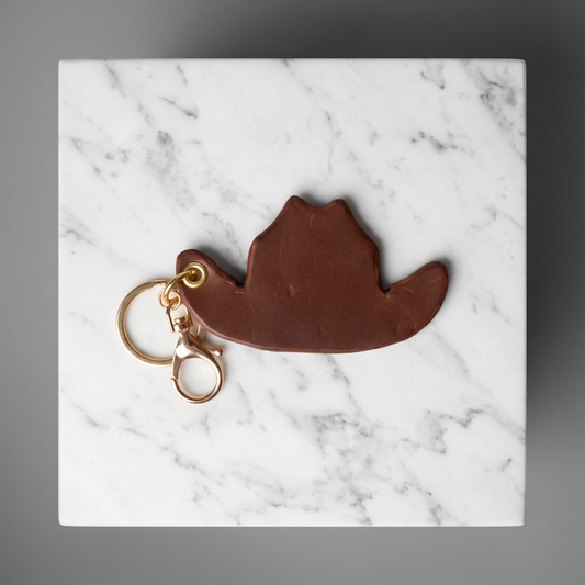 Cowboy Hat Leather Keychain