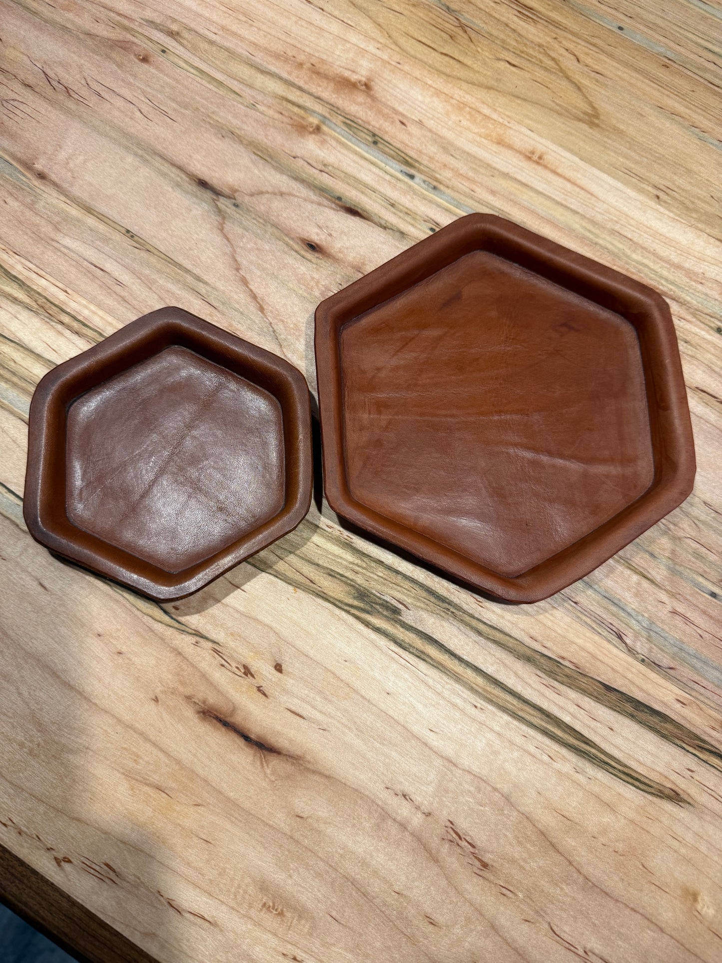 Hexagon Molded Leather Decorative Tray