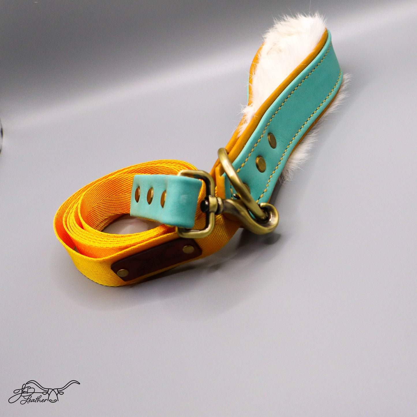 Premium Leash - Rabbit Fur Lined - Jon B Leather