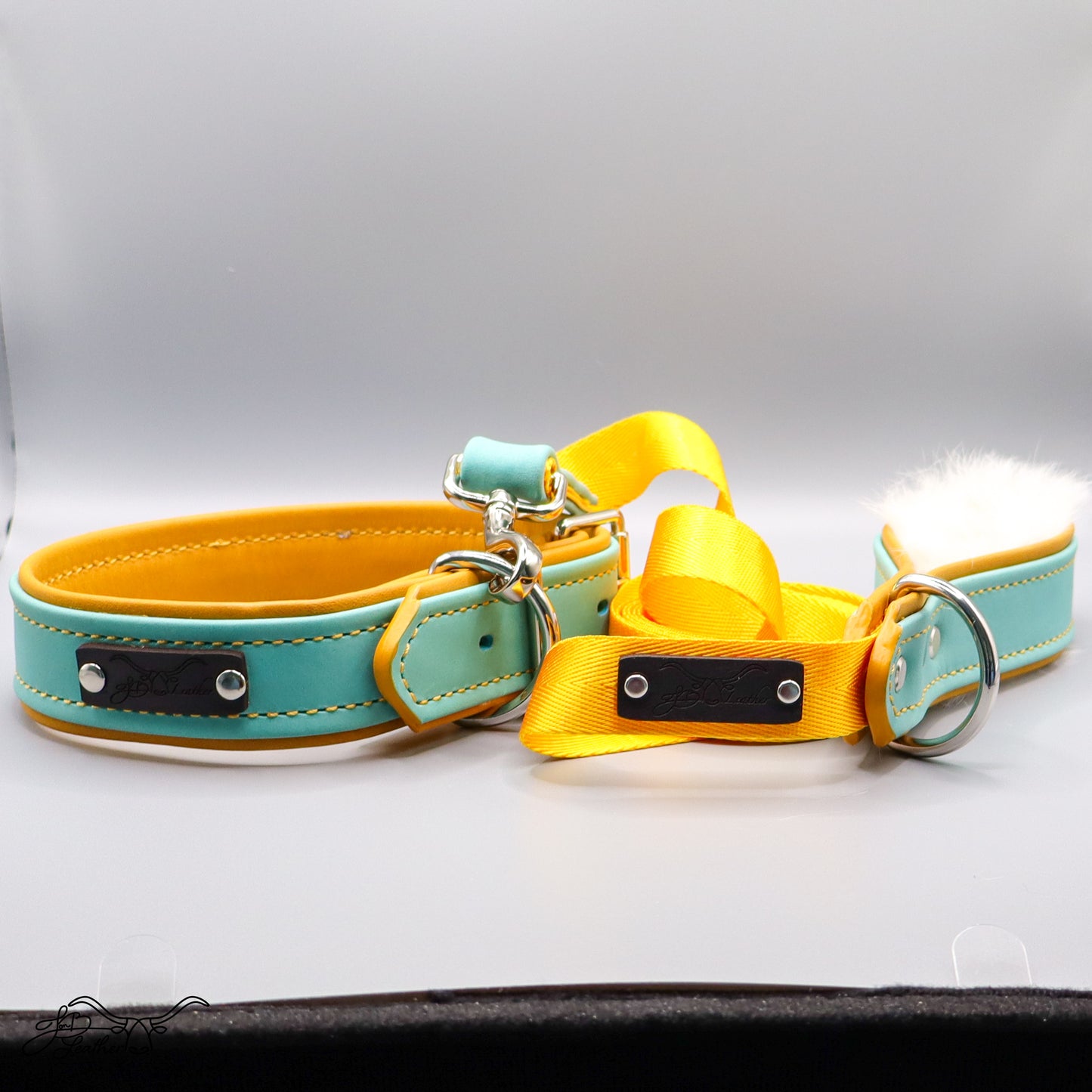 Premium Leash - Rabbit Fur Lined - Jon B Leather