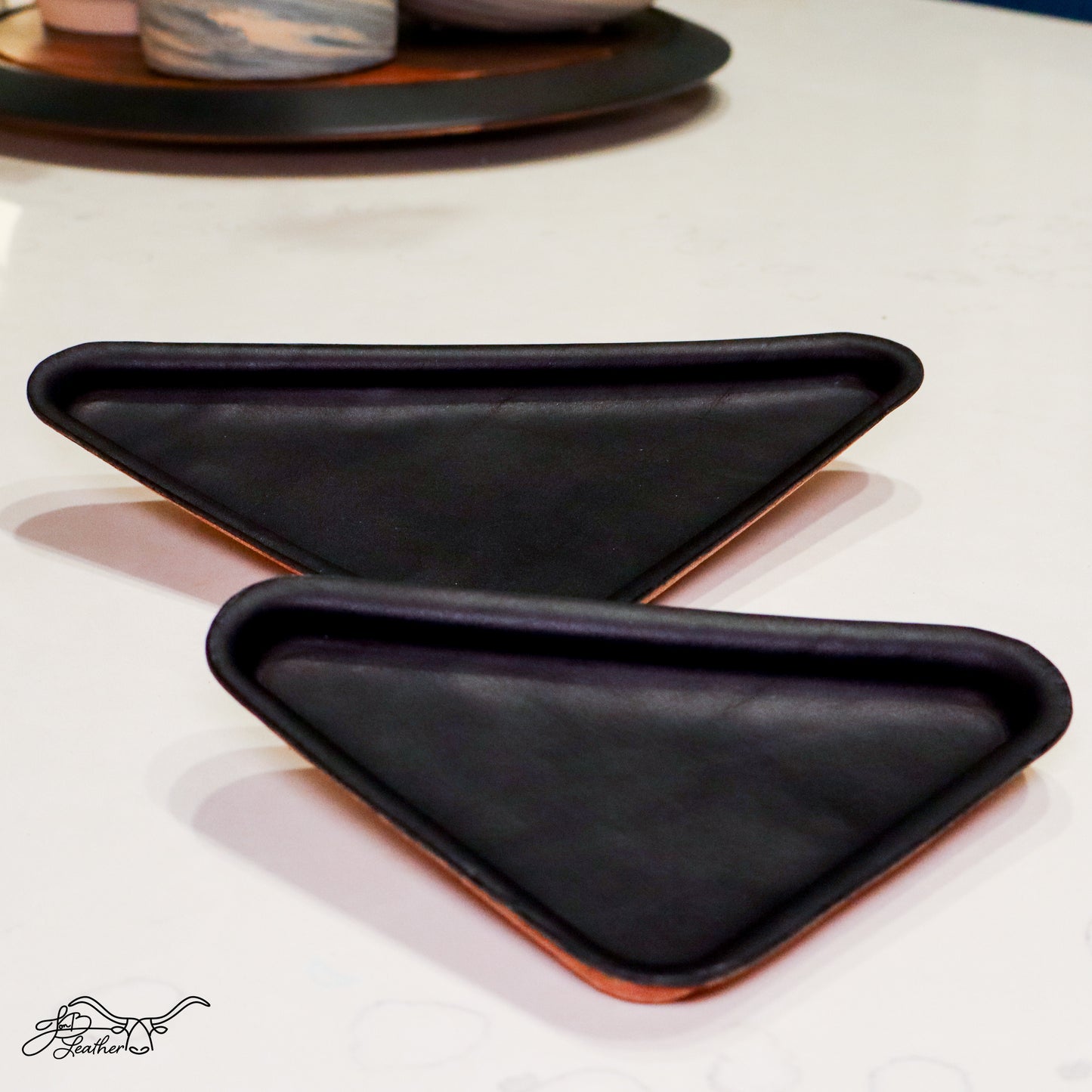 Triangular Molded Leather Decorative Tray