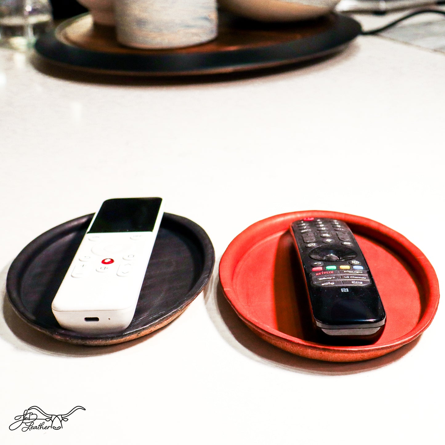 Oval Molded Leather Decorative Tray