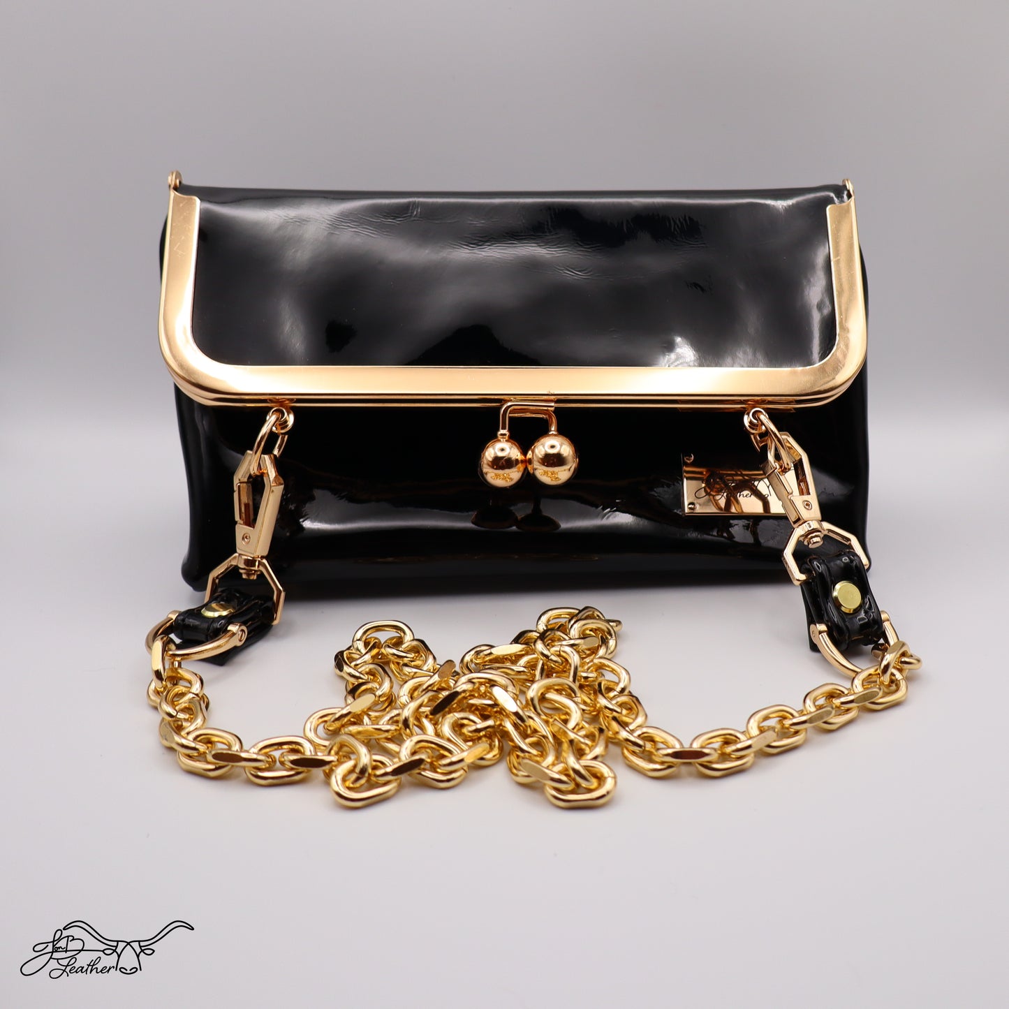 Patent Leather Kiss Clutch - Jon B Leather