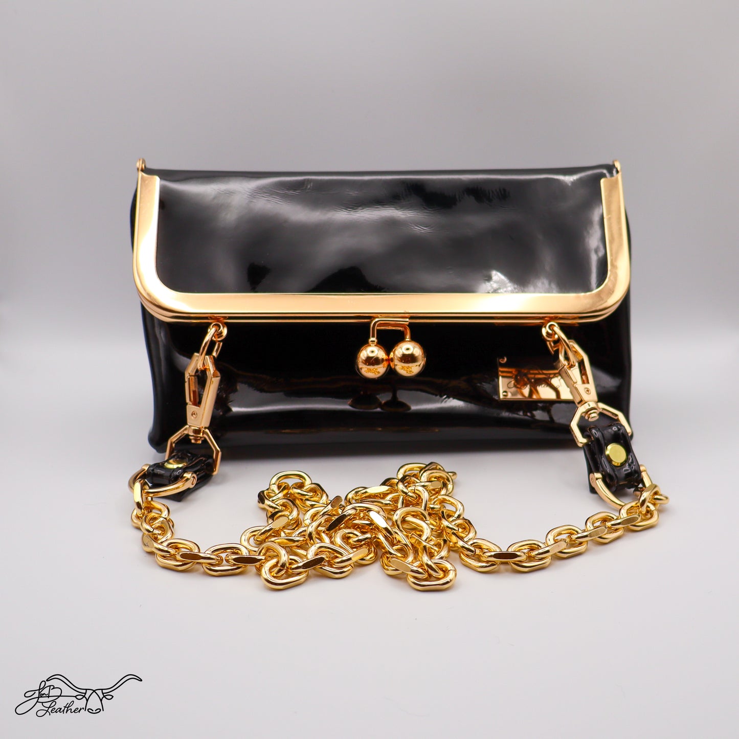 Patent Leather Kiss Clutch - Jon B Leather
