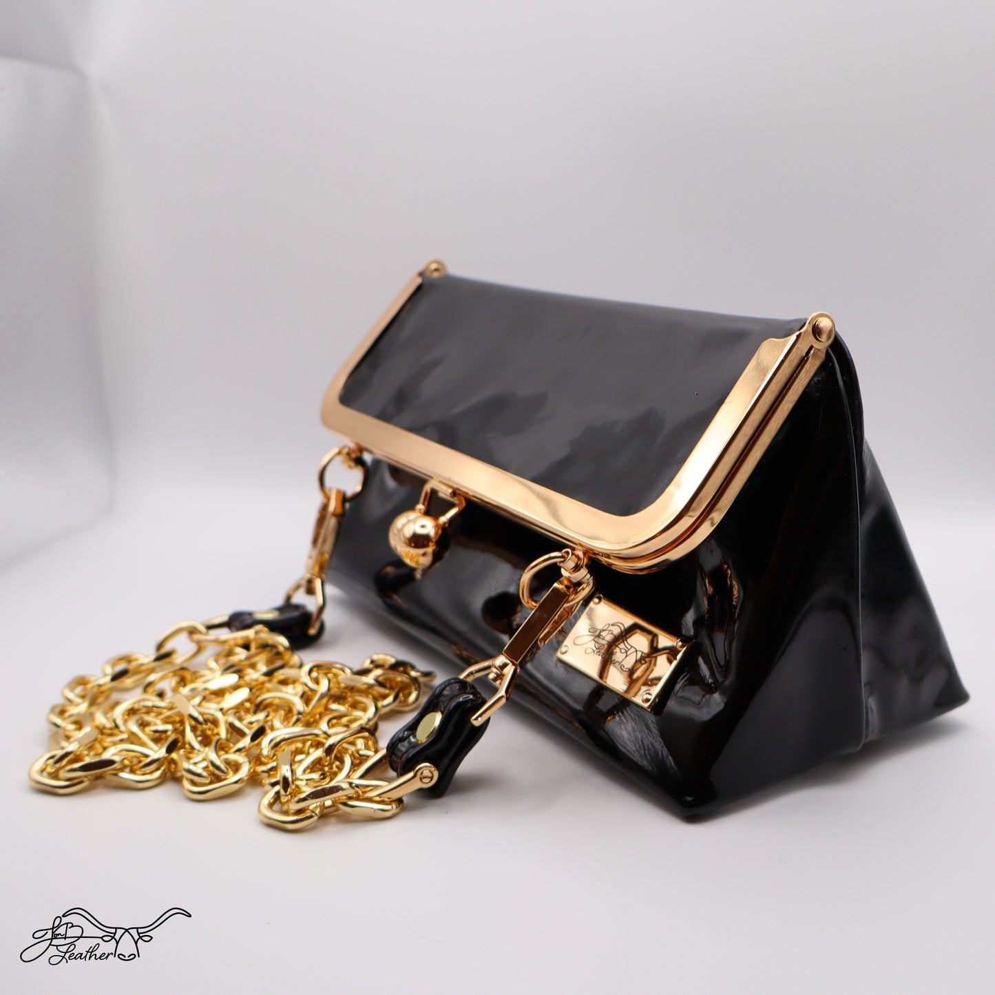 Patent Leather Kiss Clutch - Jon B Leather