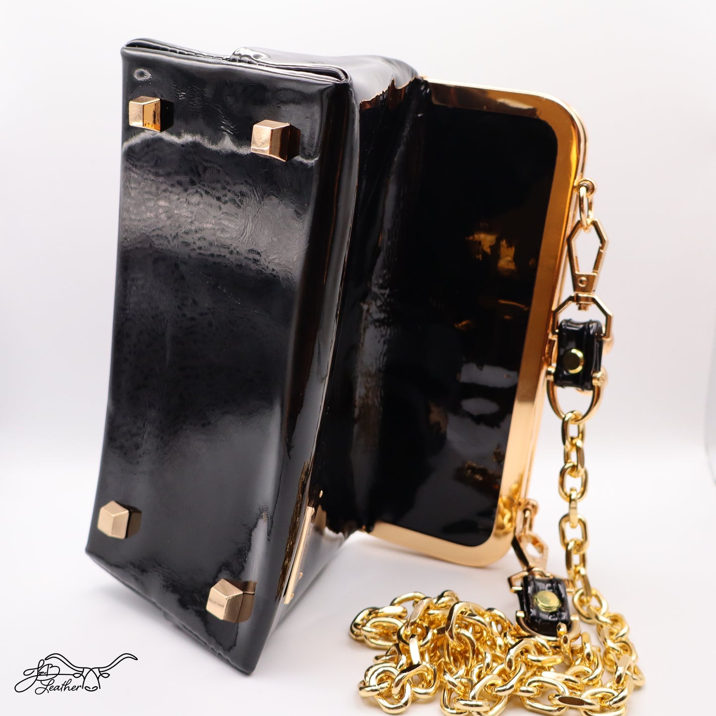 Patent Leather Kiss Clutch - Jon B Leather