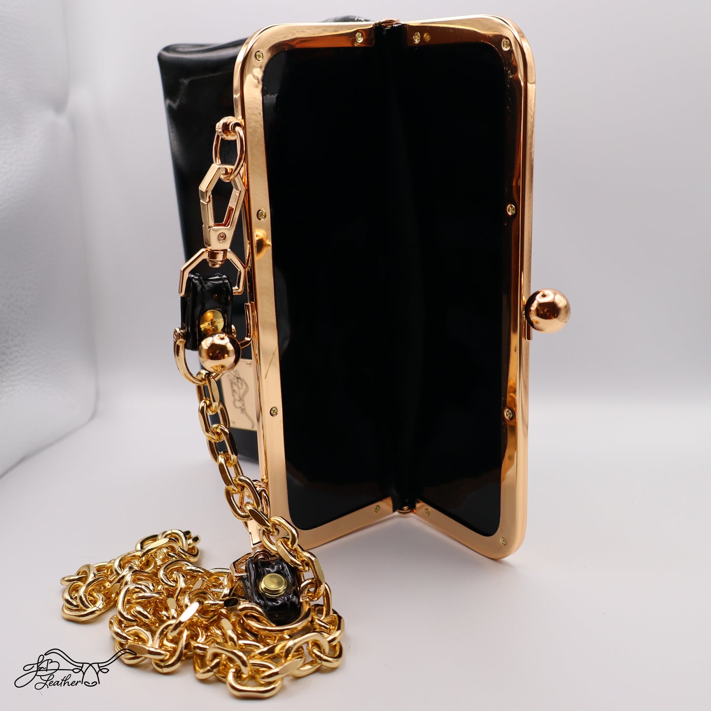 Patent Leather Kiss Clutch - Jon B Leather