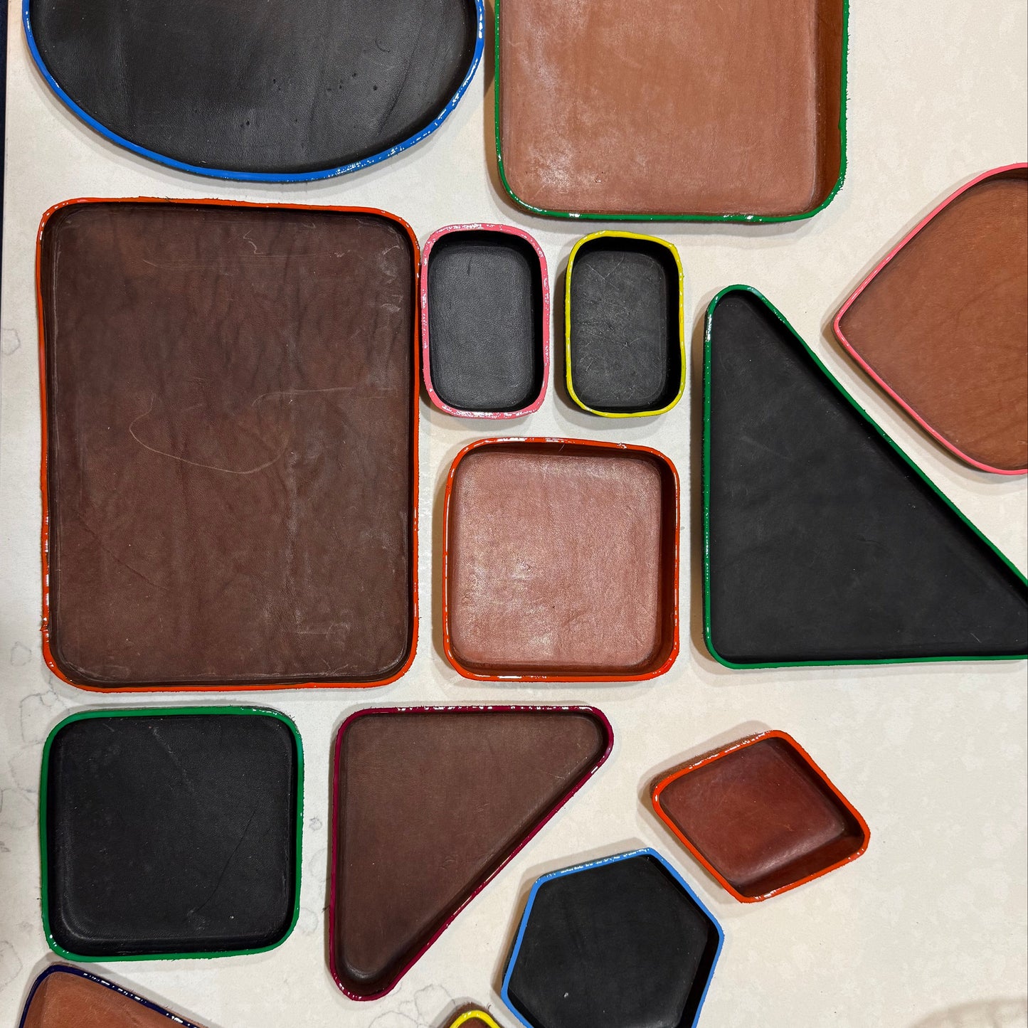 Rectangular Molded Leather Decorative Tray