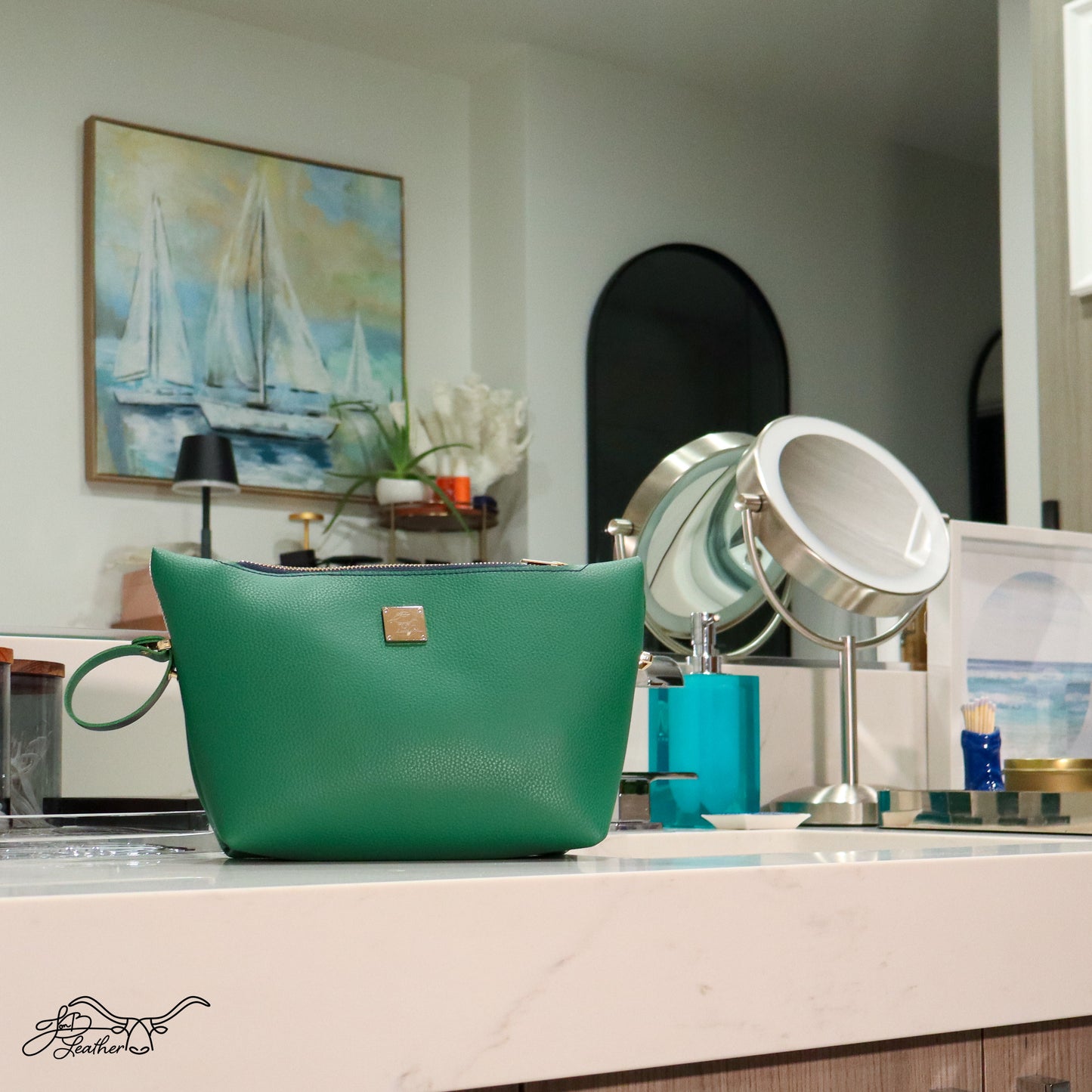 Travel Accessories Bag - Medium Toiletries Bag - Jon B Leather