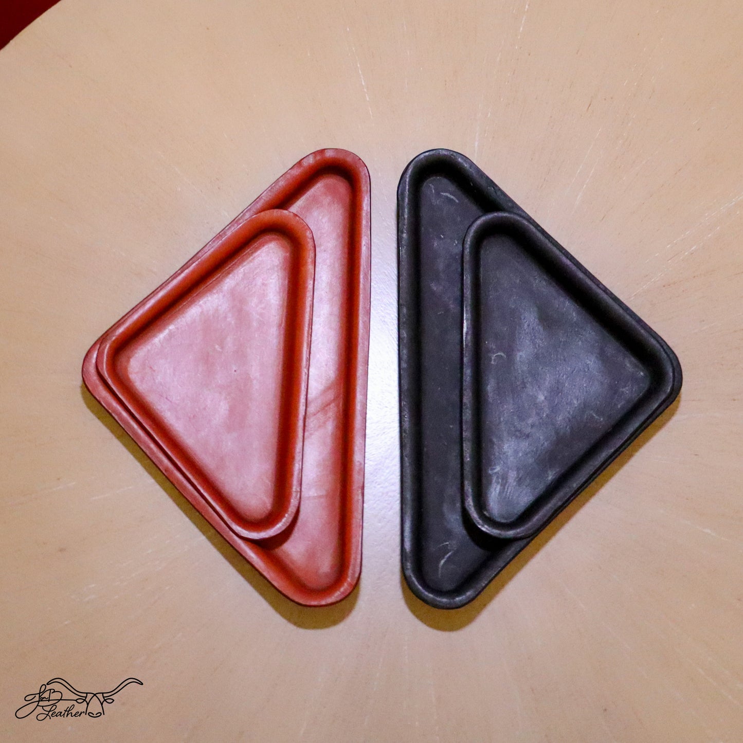 Triangular Molded Leather Decorative Tray