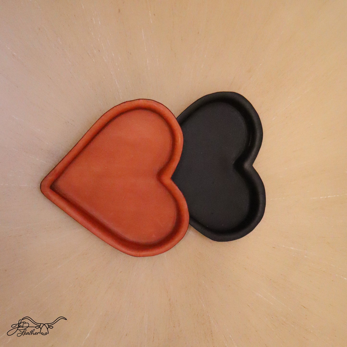 Heart Molded Leather Decorative Tray