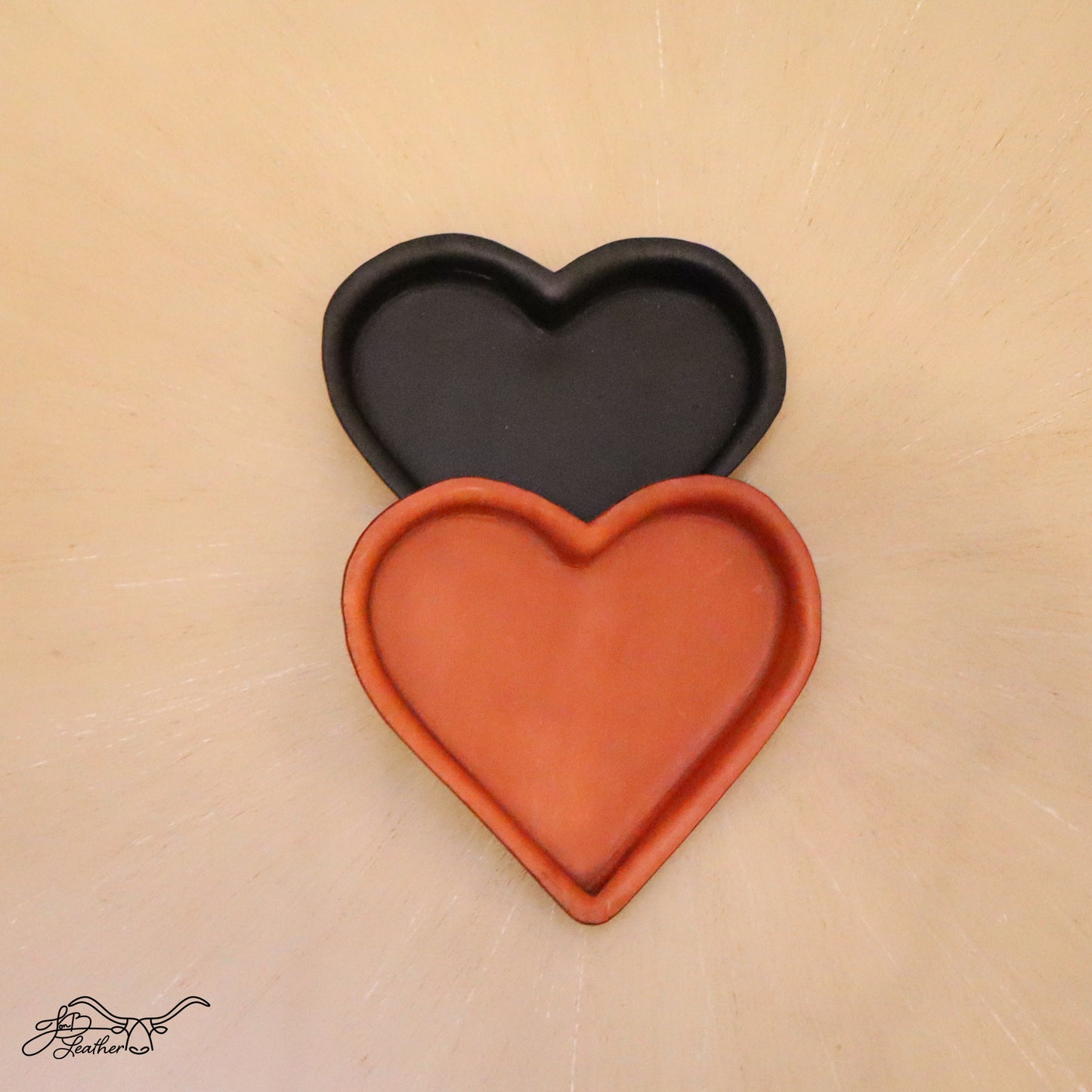 Heart Molded Leather Decorative Tray