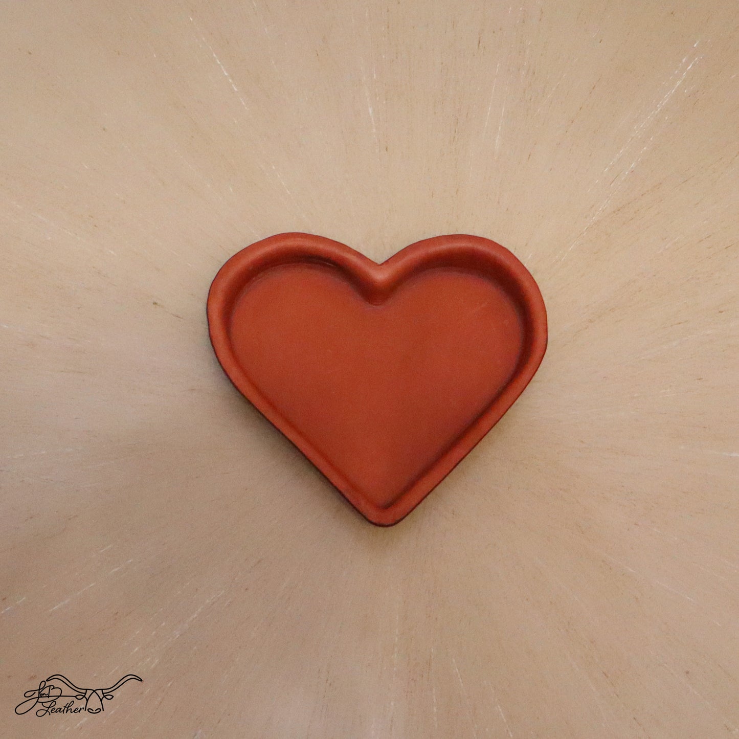 Heart Molded Leather Decorative Tray