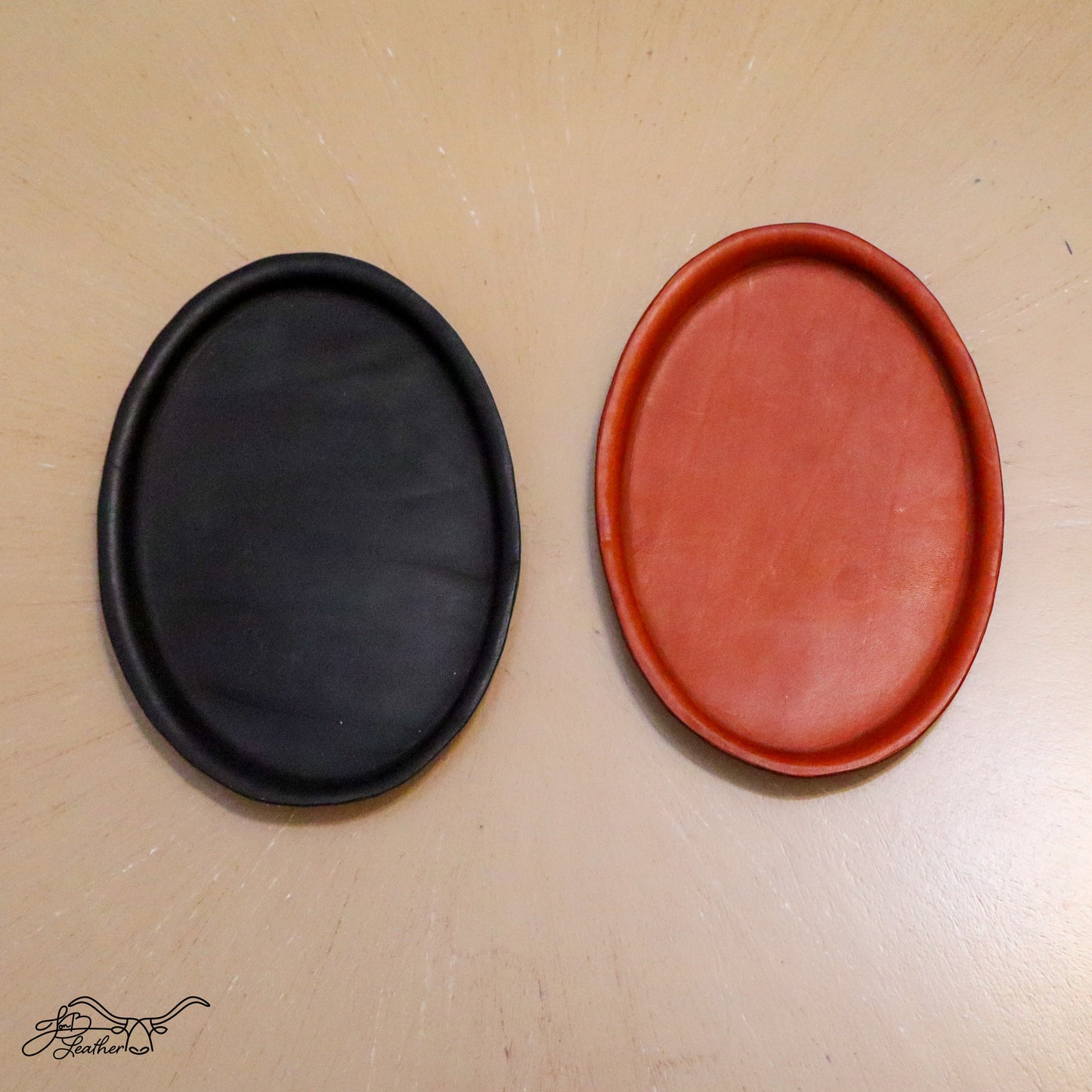 Oval Molded Leather Decorative Tray