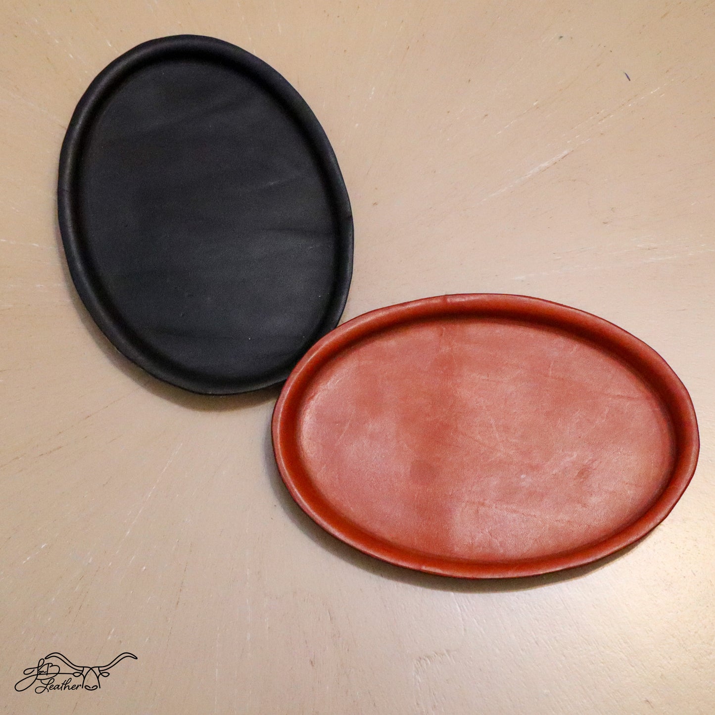 Oval Molded Leather Decorative Tray