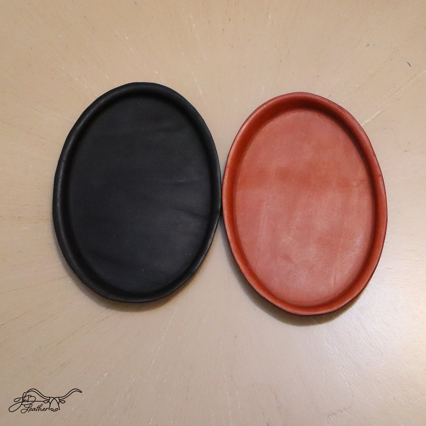 Oval Molded Leather Decorative Tray