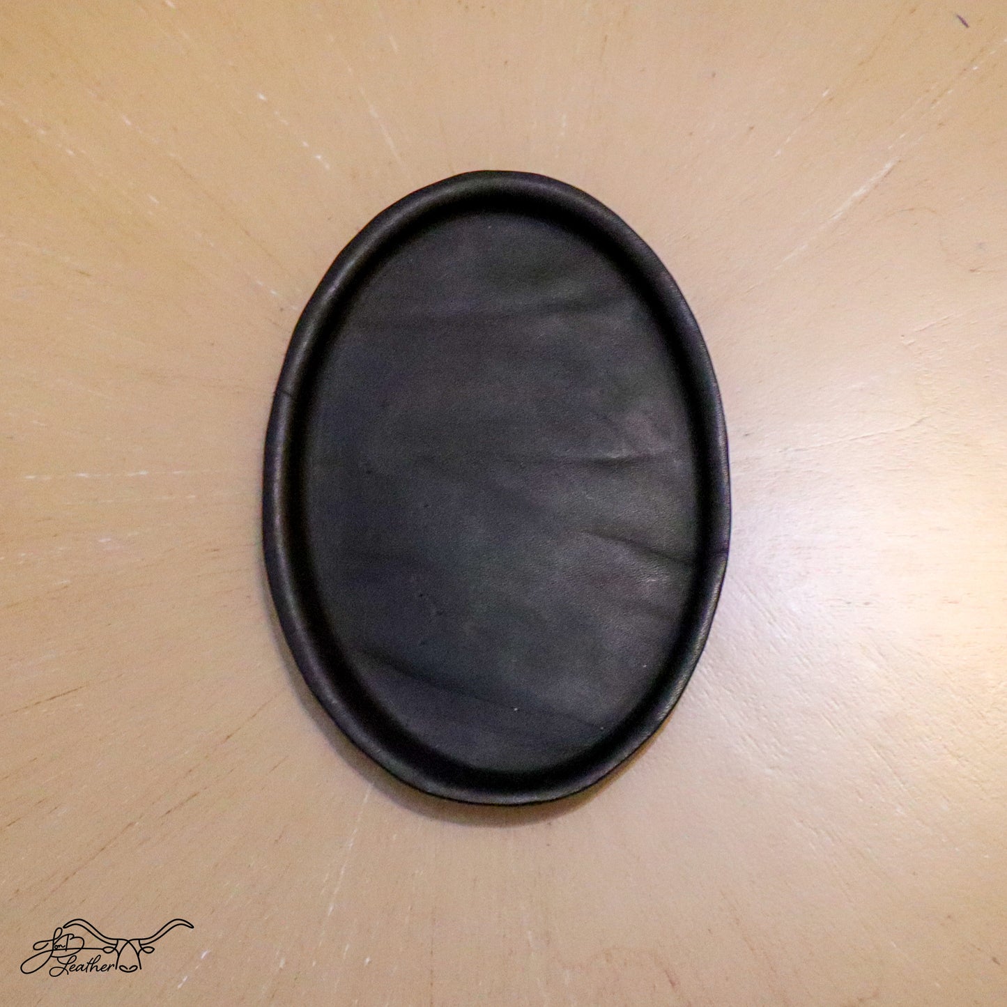 Oval Molded Leather Decorative Tray