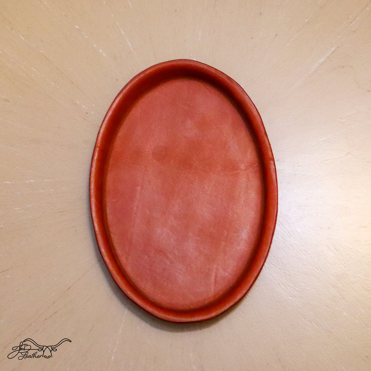 Oval Molded Leather Decorative Tray