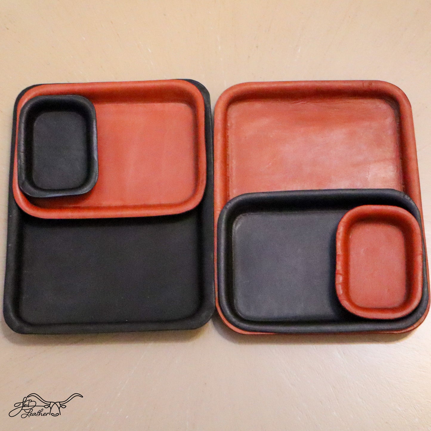 Rectangular Molded Leather Decorative Tray