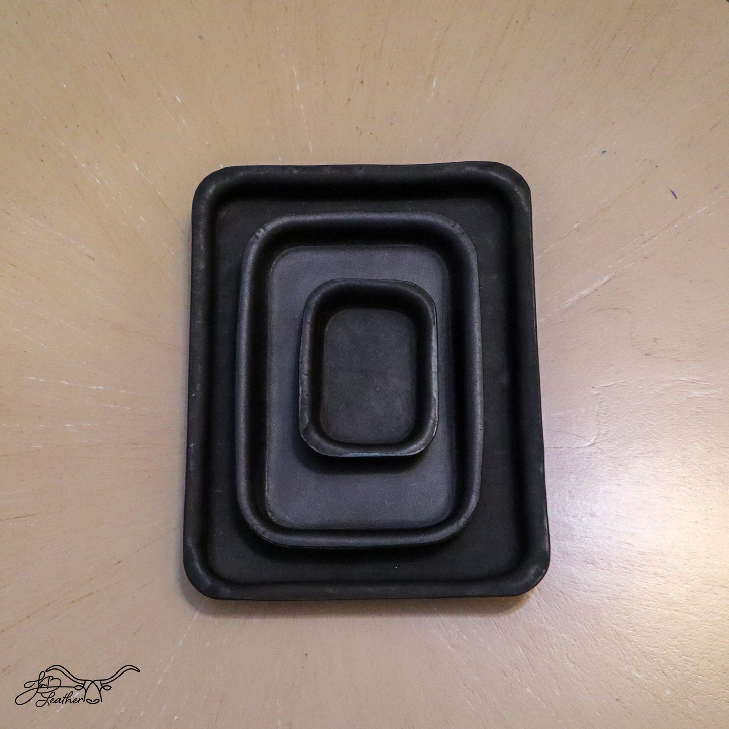 Rectangular Molded Leather Decorative Tray