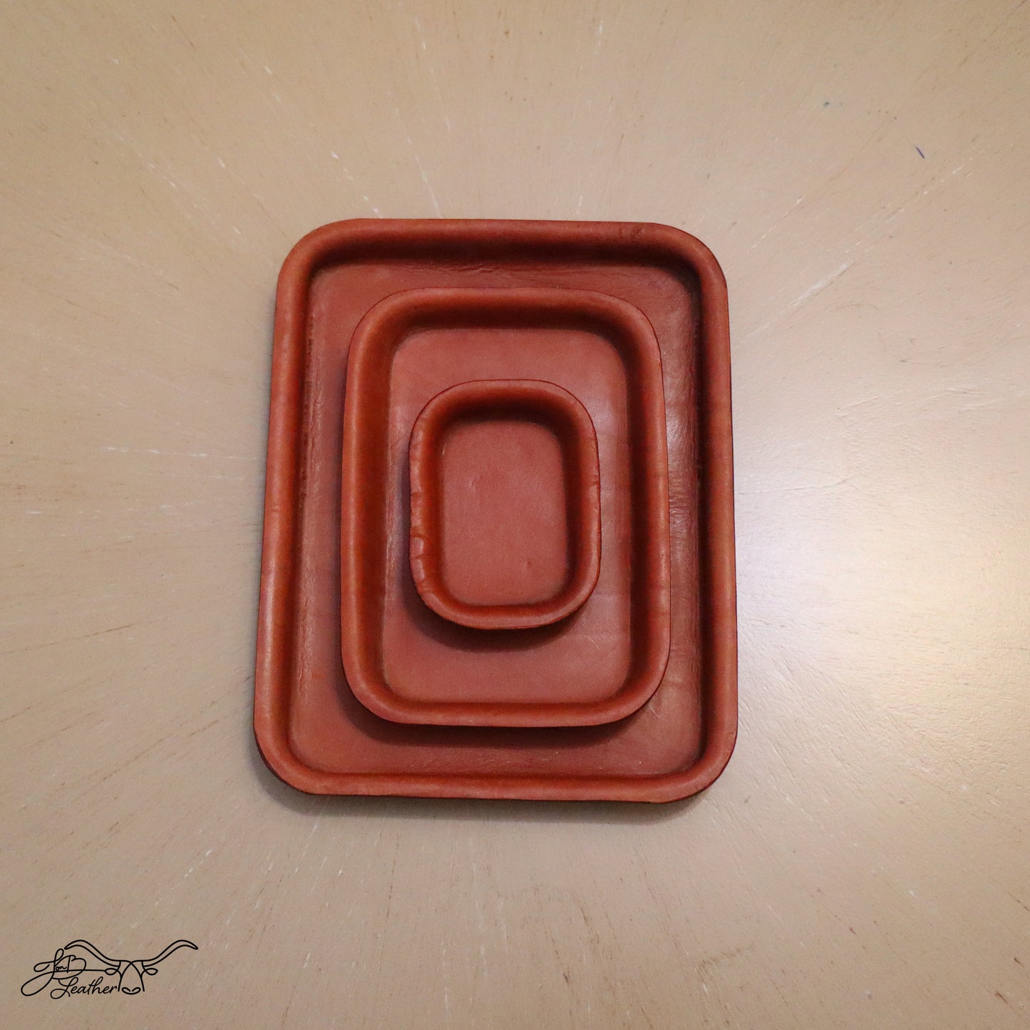 Rectangular Molded Leather Decorative Tray
