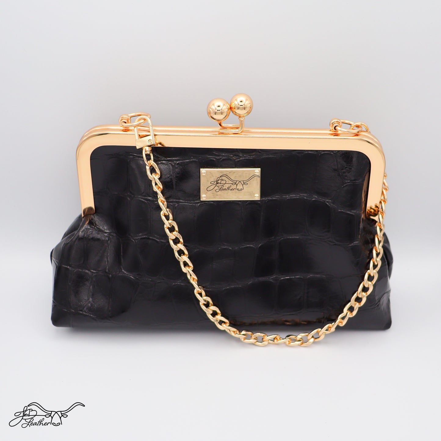 Classic Leather Kiss Clutch