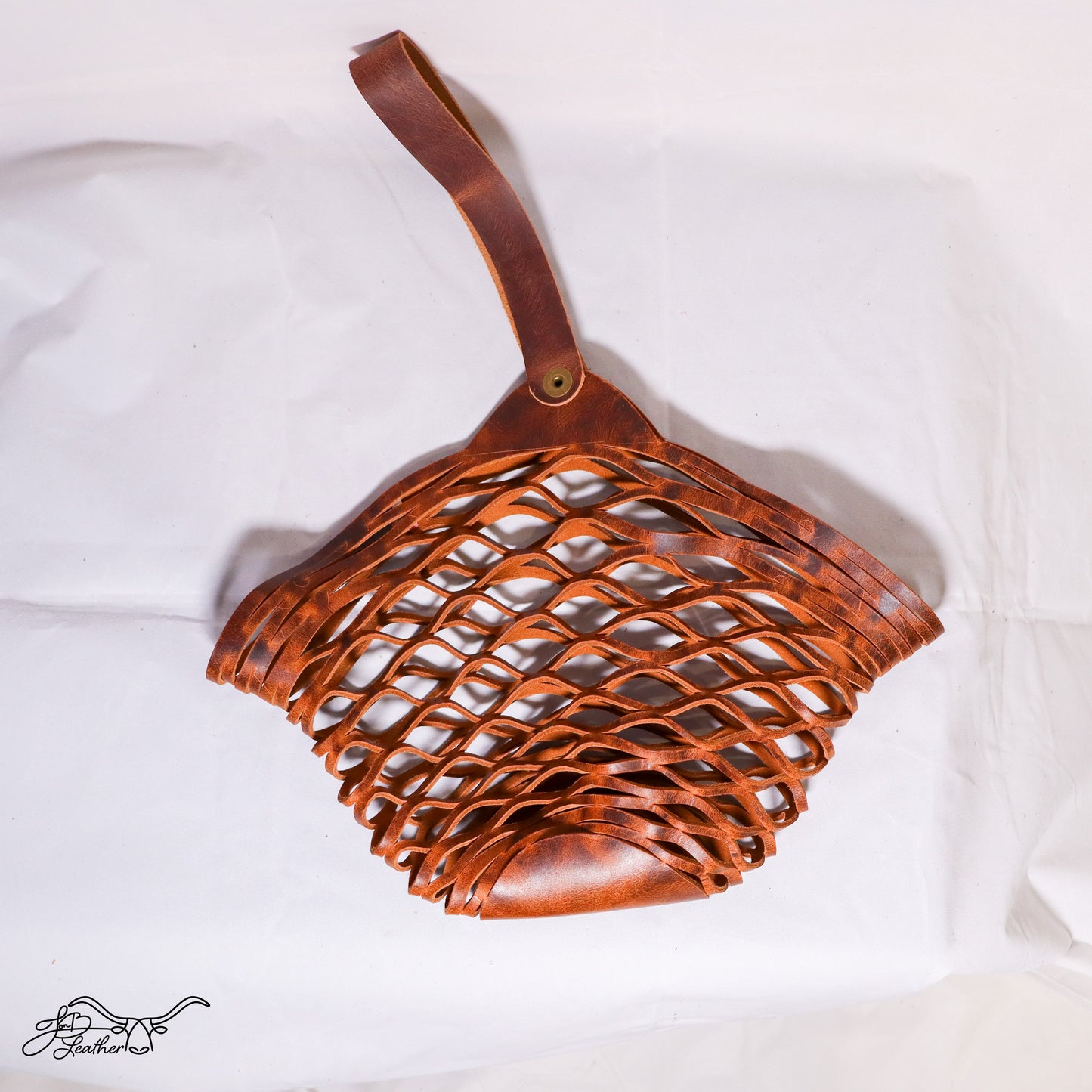 Leather Lattice Accent Basket