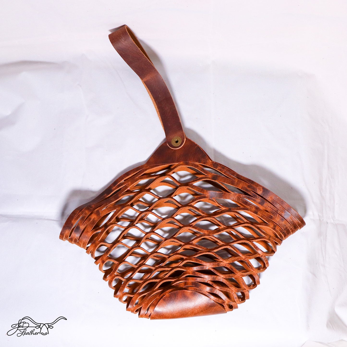 Leather Lattice Accent Basket
