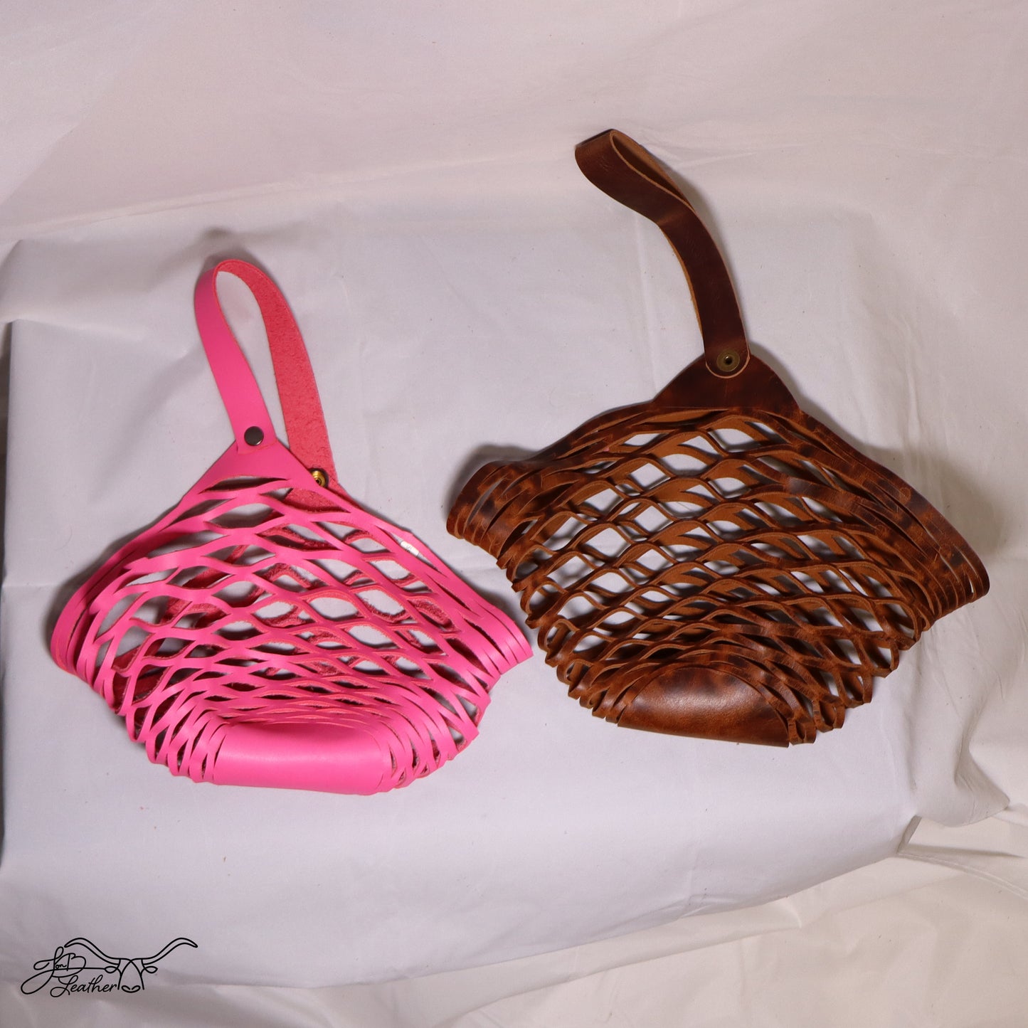 Leather Lattice Accent Basket