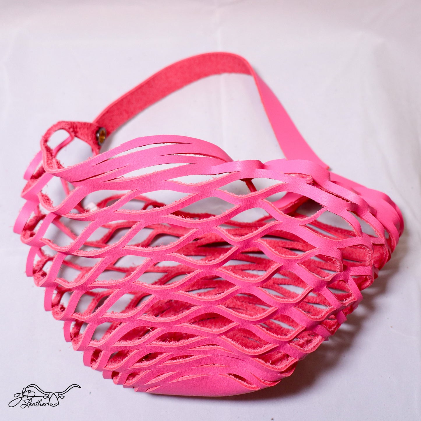 Leather Lattice Accent Basket