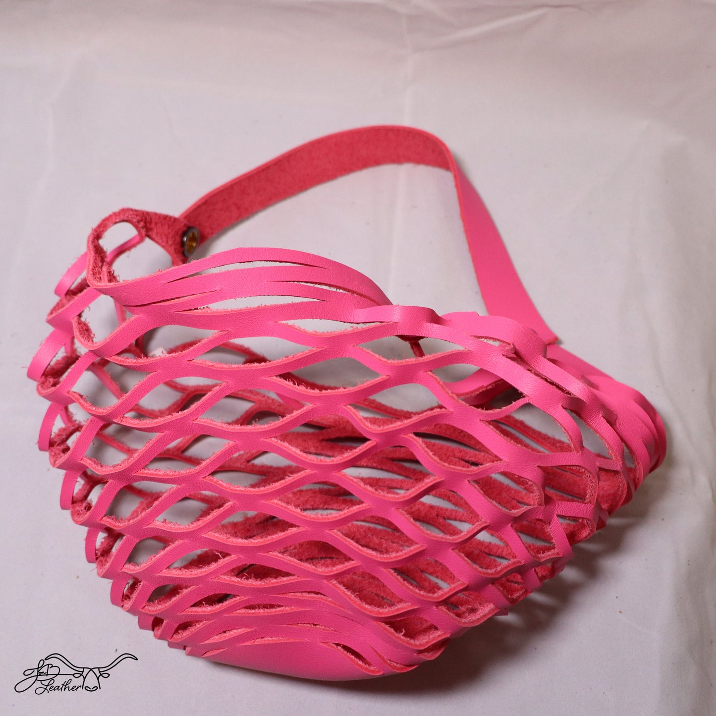 Leather Lattice Accent Basket