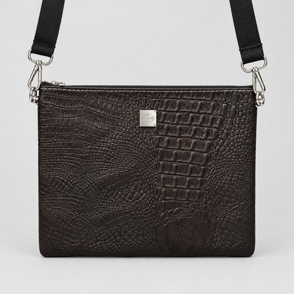 Croco Embossed - Slim Crossbody Pouch