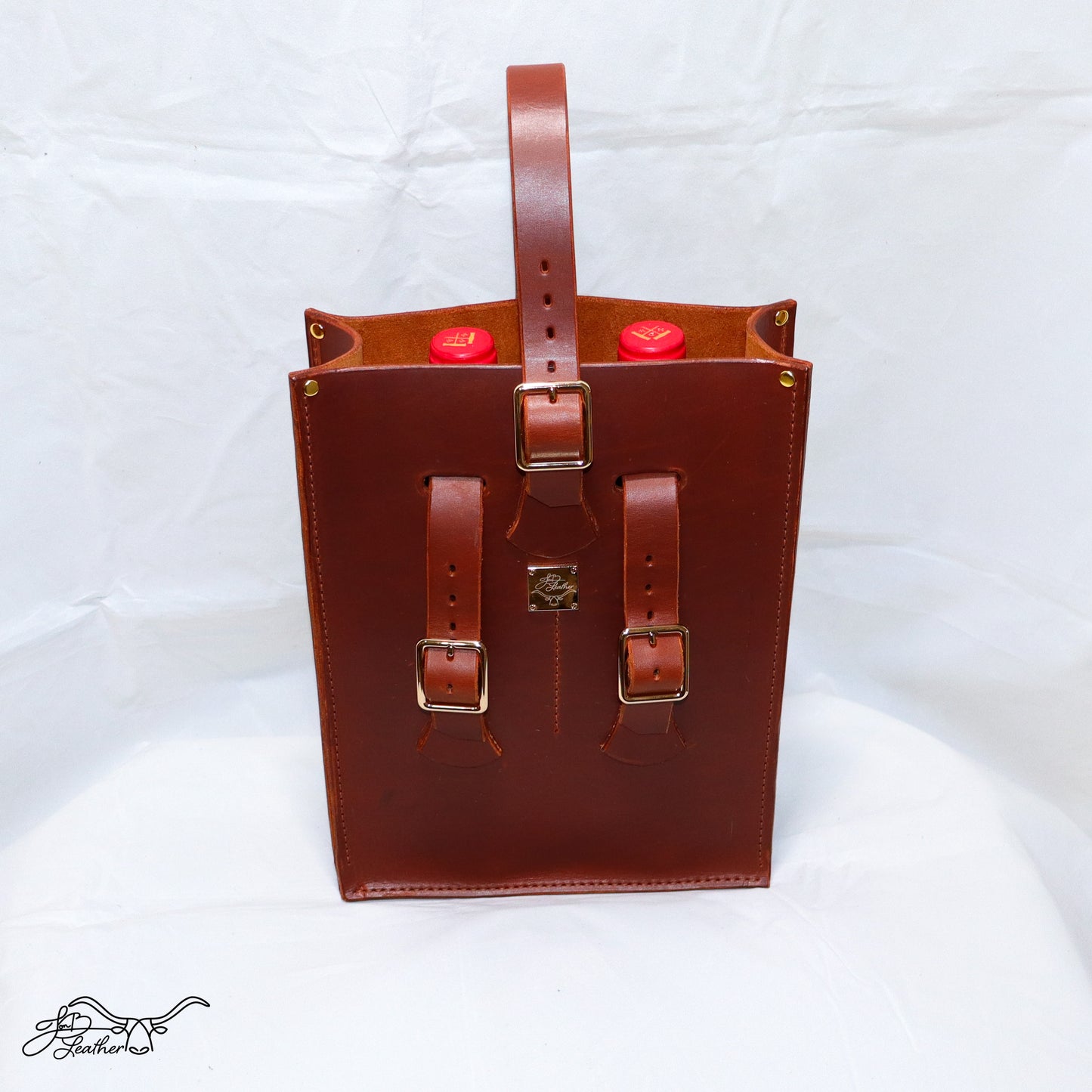 Artisan Wine Tote | Handmade Full Grain Leather Wine Carrier