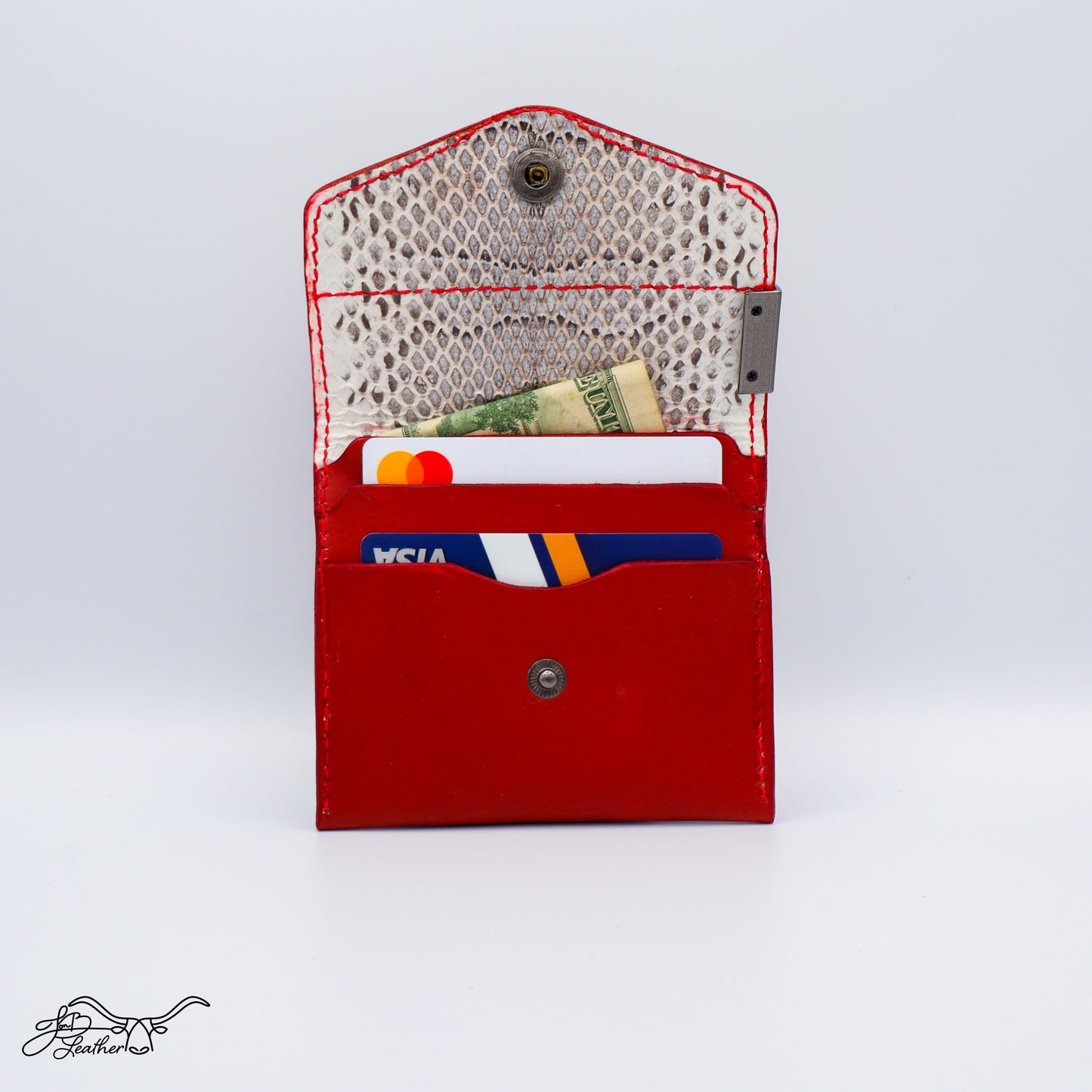 Exotic snake skin wallet with two card slots and cash pouch