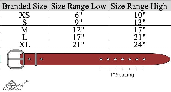 Luxe Pet Collar size guide XS through XL