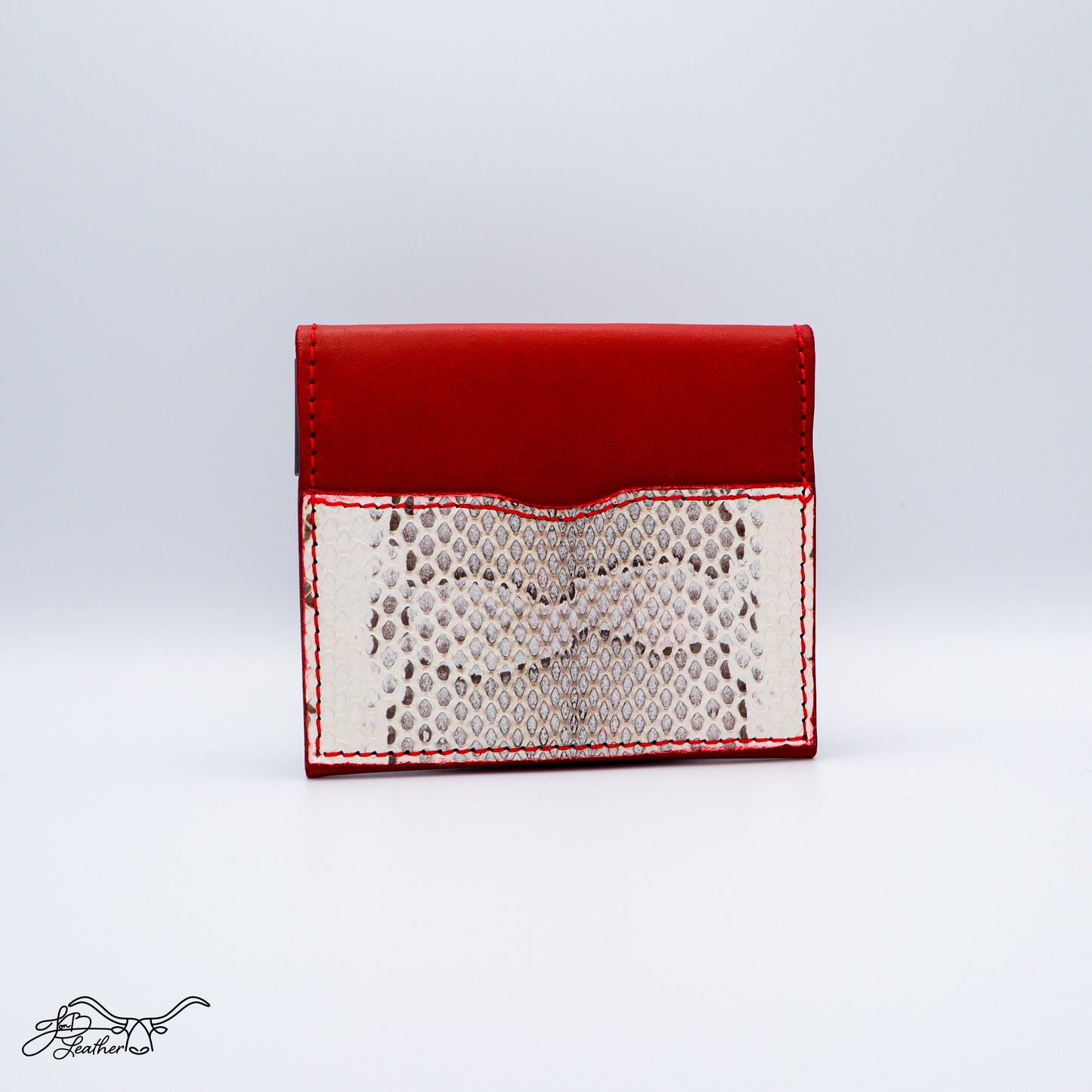 Leather snap wallet back view with extra card slot