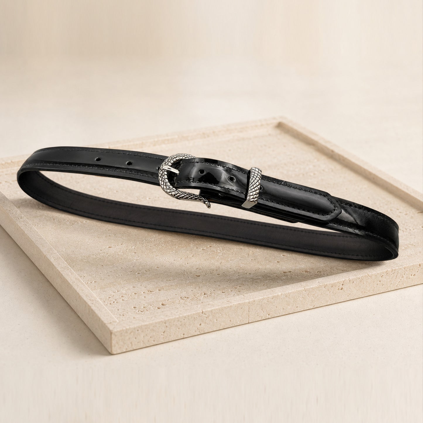 Onyx Ophidian | Patent Leather Belt