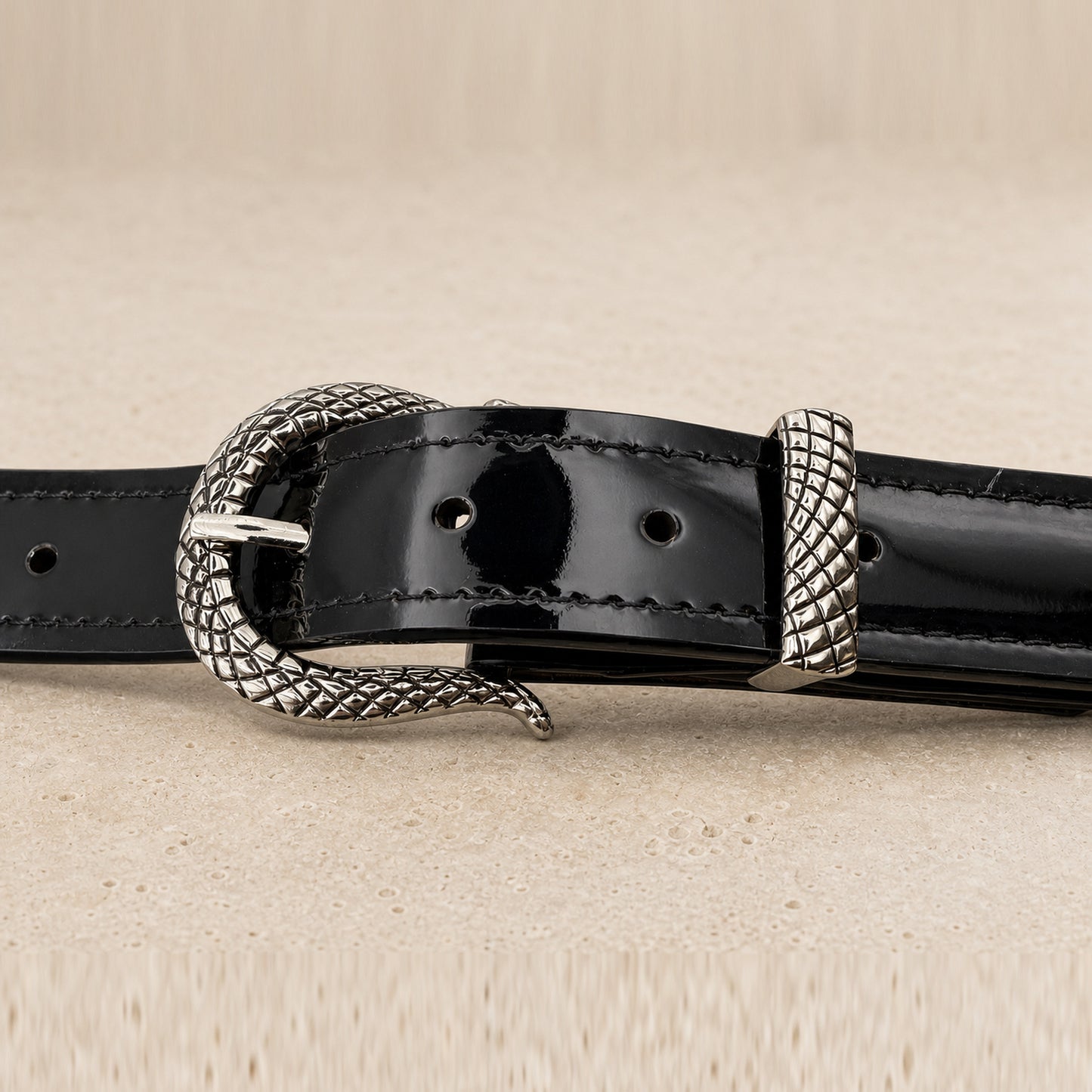 Onyx Ophidian | Patent Leather Belt