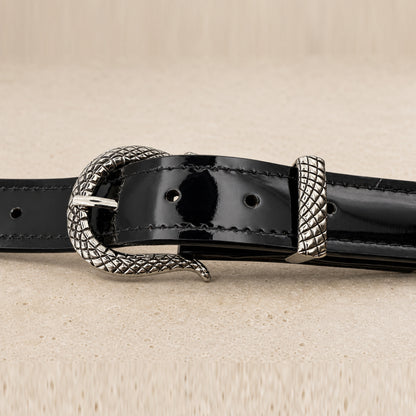 Onyx Ophidian | Patent Leather Belt
