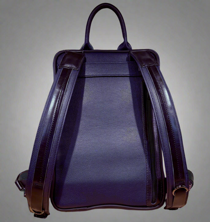 Full Grain Leather Backpack - Navy Blue