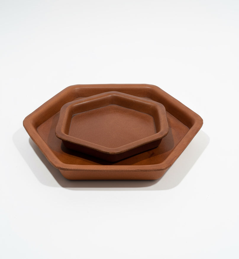 Hexagon Molded Leather Decorative Tray