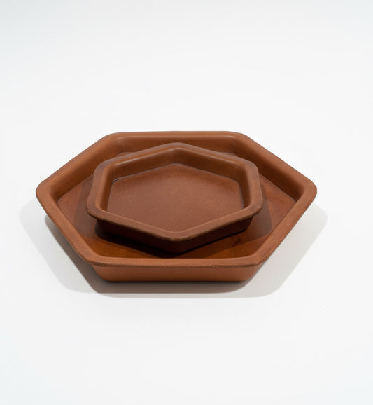Hexagon Molded Leather Decorative Tray