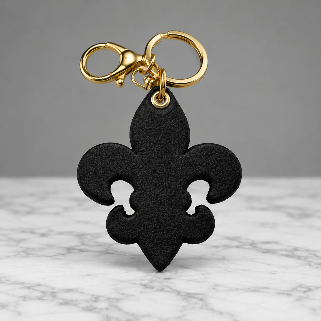 Fleur de Lis Leather Keychain