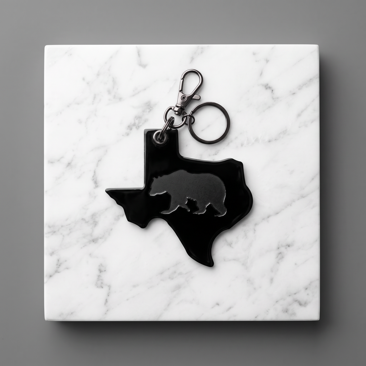 Big Texas Bear Leather Keychain