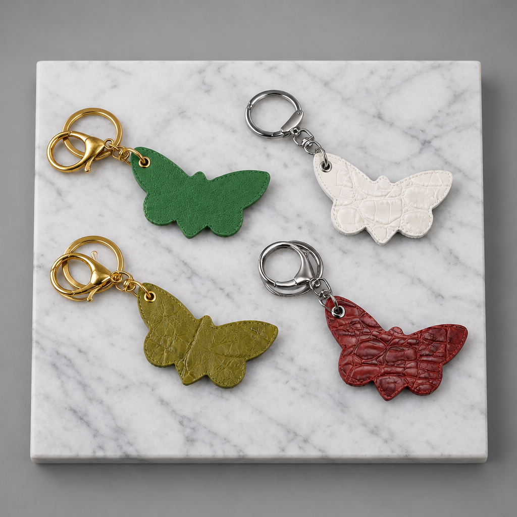 Butterfly Leather Keychain