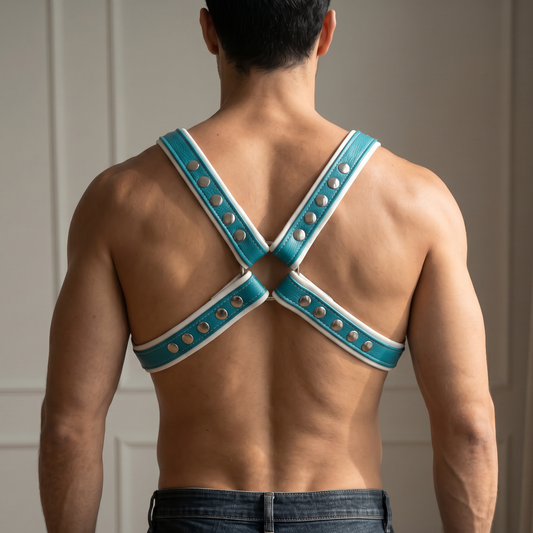 JonBx Turquoise and White  X Back Fashion Harness