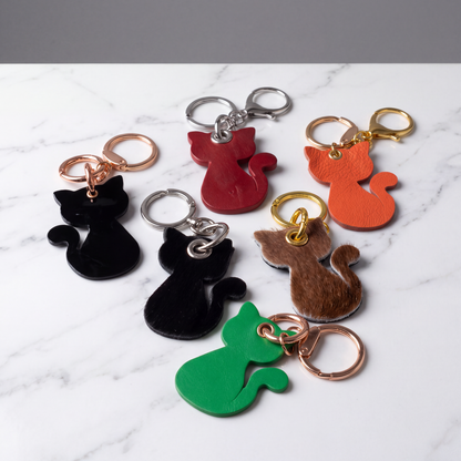 Cat Leather Keychain