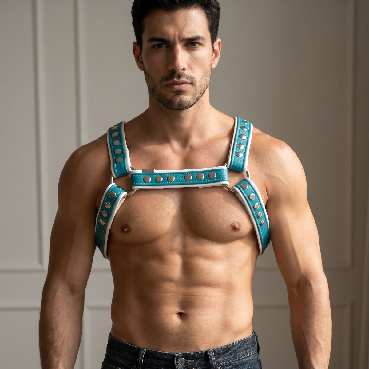 JonBx Turquoise and White  X Back Fashion Harness