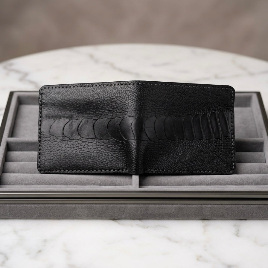 Struthio Vault | Exotic Bifold Wallet | Ostrich Leg
