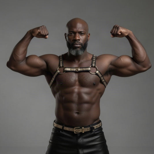 JonBx Gold and Black  X Back Fashion Harness